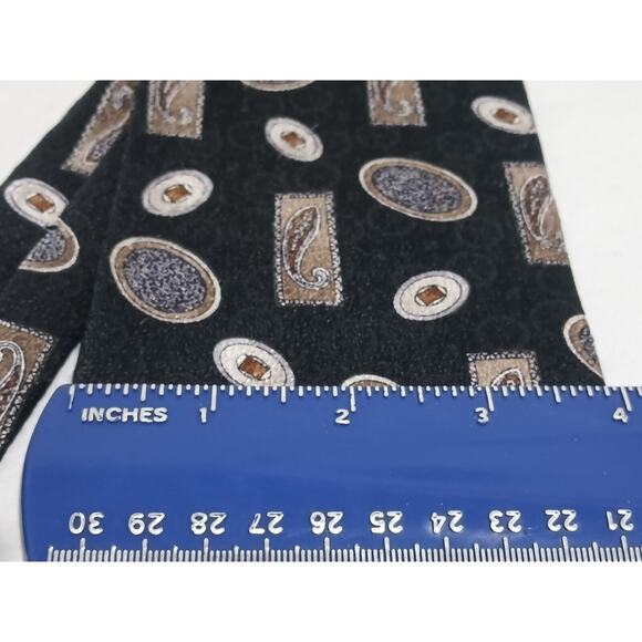 Alexander Lloyd 100% Imported Silk Black Print X-long Tie Made In USA - Picture 2 of 8